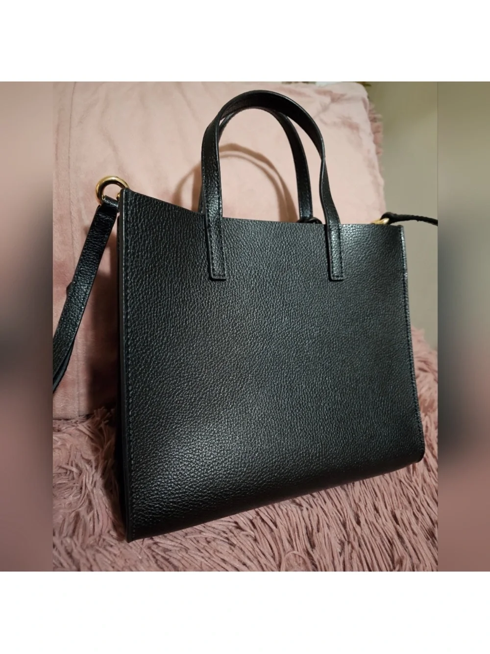 Marc Jacobs Black Pebbled Leather Satchel with Gold Hardware